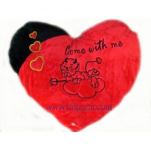 Сърце плюш с бродерия на дяволче, звук и светлина