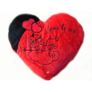 Сърце плюш с бродерия на дяволче - Come to me