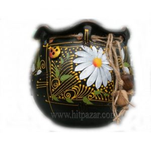 Керамична саксия - Торба, средна, тъмна