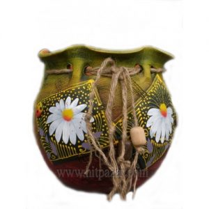 Керамична саксия - Торба, зелена