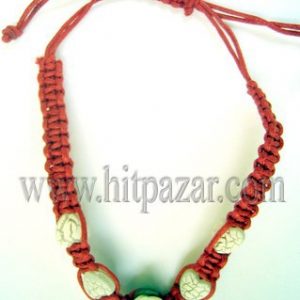 Мартеница гривна червена с бяла роза FIMO и сърца 1439