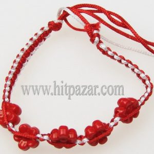 Мартеница гривна бяло и червено с Цвете 1785