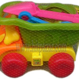 Комплект за пясък Камион куче с лопатка и форми за пясък