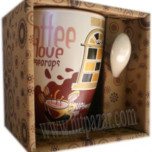 Комплект Керамична чаша с лъжичка