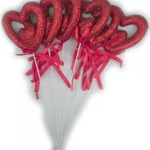 Брокатено сърце с панделки на стойка