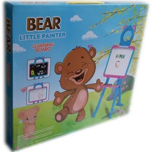Дъска 3 в 1 за писане и рисуване на стойка + магнити Мече - образователна 993