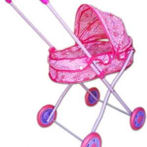 Детска количка за кукли метална с козирка, зимна за легнала кукла