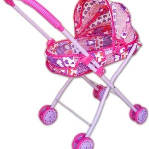 Детска количка за кукли метална с козирка, зимна за легнала кукла - малка
