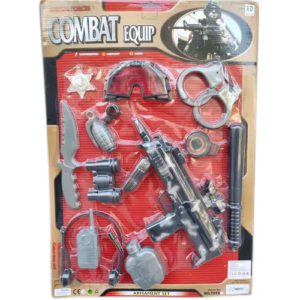 Полиция, полицейски комплект с палка, автомат, белезници, бомба и телефон Police