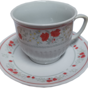Порцеланов сервиз за чай в червено