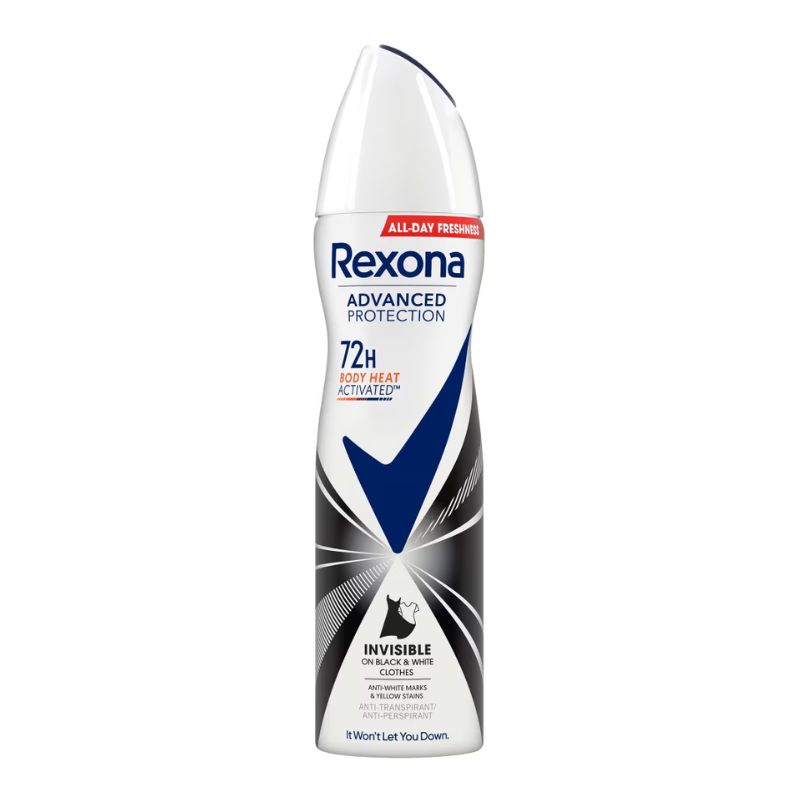 Део спрей дезодорант Rexona Invisible on black and white 72h 150мл