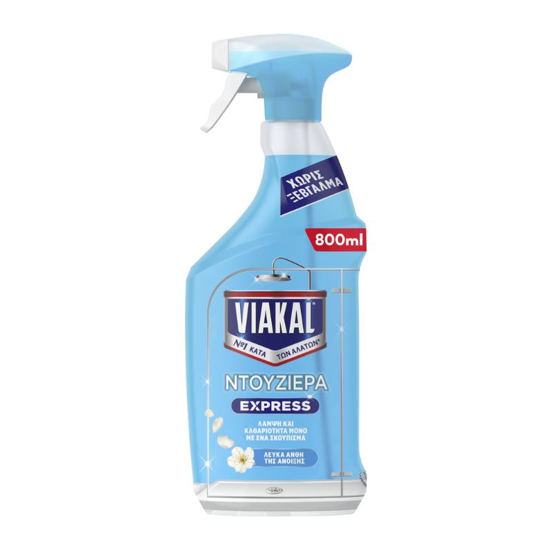 Препарат варовик Viakal Ntoyziepa express душ кабини/стъкла против изпотяване без изплакване бяло цвете 800мл