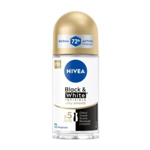 Рол-он дезодорант Nivea black and white invisible Silky Smooth X5 72h без следи копринено гладко 50мл
