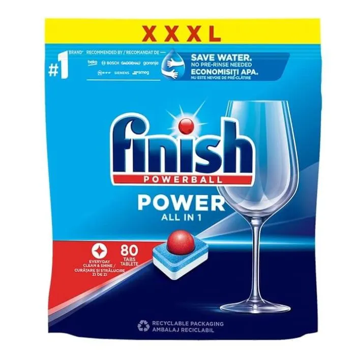 Таблетки за съдомиялна машина Финиш Пауър Finish Power All in 1 80 броя