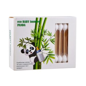 Клечки за уши Eco Bambo Panda  картон 200бр бамбук