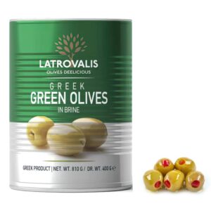 М-ни Latrovalis Green pited with Paprika размер 70/90 s.s.mammouth зелени без костилка с чушка стерилизирани 2кг отцедено