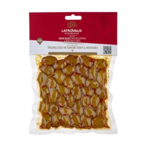 М-ни Latrovalis Green with red pepper and red chili flakes зелени с червена чушка и червени люспи чили вакуум 200гр