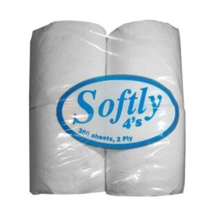 Тоалетна хартия Softly 3 пластова 600гр 4 рула
