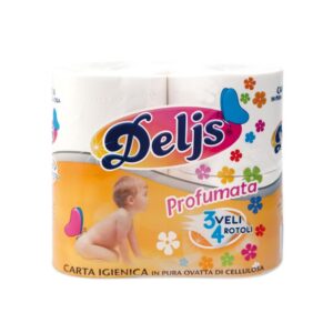 Тоалетна хартия Deljs 4 рула 3 пластова 0,5кг 100пр целуозна