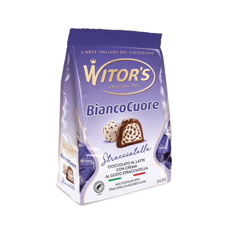 Бонбони Witors Stracciatela Страчиатела млечен пълнеж и стърготини от тъмен шоколад 200гр