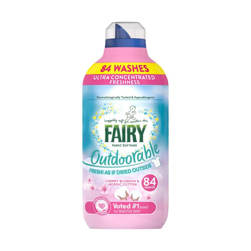 Омекотител Fairy Outdoorable Cherry Blossom+Nordic Cotton чере.цвят/скан-ски памук за чув.кожа 84пр 1.204л
