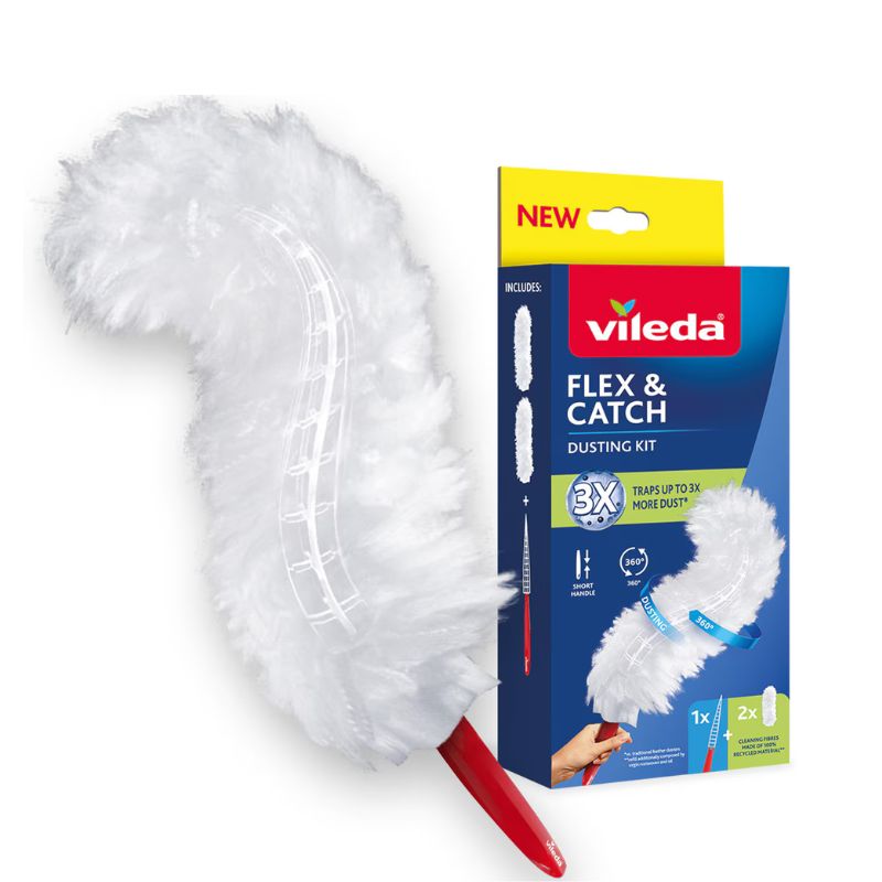 Прахоуловител Vileda Flex and Catch къса дръжка 360 градуса + 2бр прахоуловител