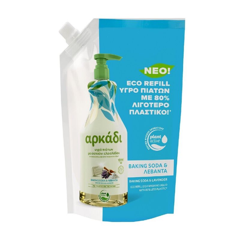 Препарат съдове Arkadi olive oil, baking soda and Lavanta с зехтин, сода бикарбонат и лавандула 900мл пълнител