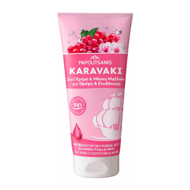 Маска/балсам Karavaki Nourishment and Hydratation хидратиращ – хиалуронова киселина, био нарове и мед 200мл