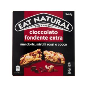 Барче Eat Narture Cioccolato fondente extra екстра черен шоколад, бадеми, червени боровинки и кокос 3х40гр