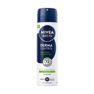 Део спрей дезодорант Nivea Men Derma Control Sensitive 72h против раздразнения хиалурон, витамин Е, 0пр алкохол 150мл