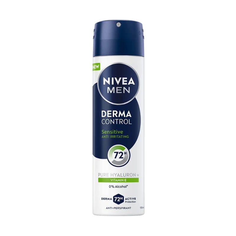 Део спрей дезодорант Nivea Men Derma Control Sensitive 72h против раздразнения хиалурон, витамин Е, 0пр алкохол 150мл