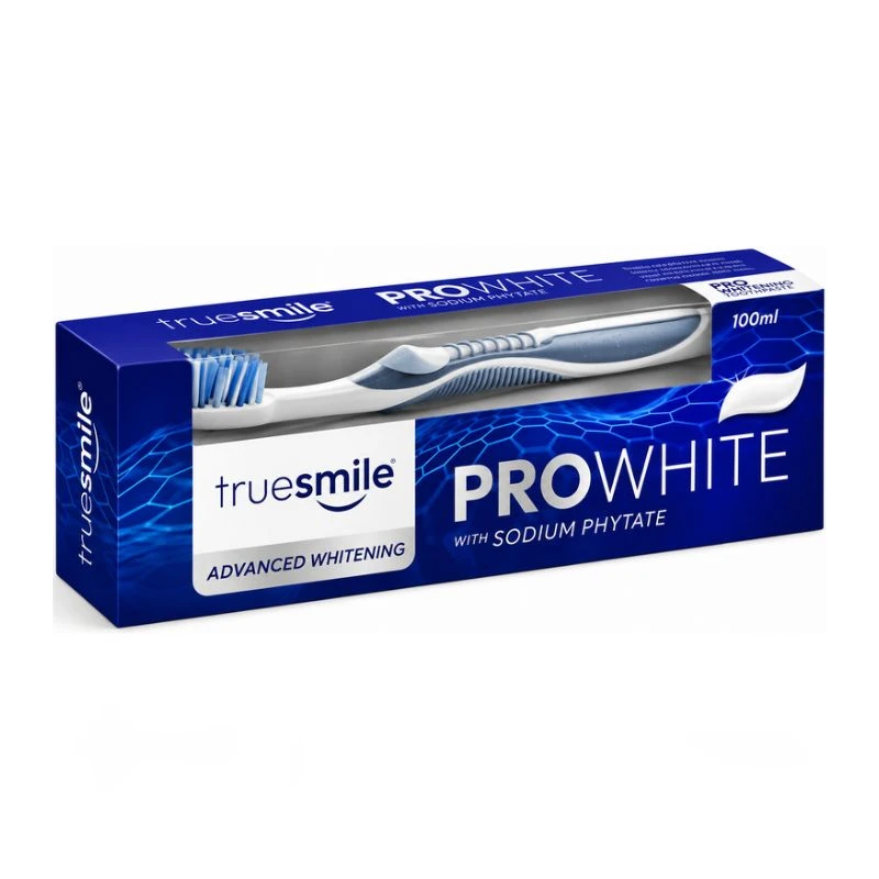 Паста за зъби TrueSmile PROwhite усъвършенствано избелване с натриев фитат + четка 100мл
