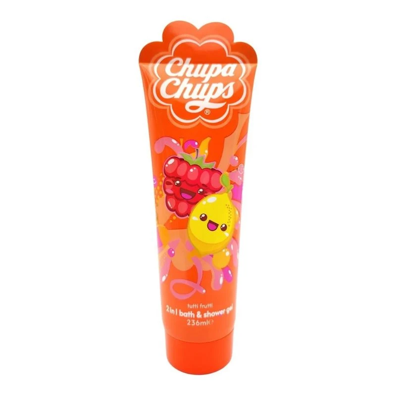 Душ гел Chupa Chups 2in1 Tuti Frutti шампоан, гел за вана и душ тути фрути 236мл