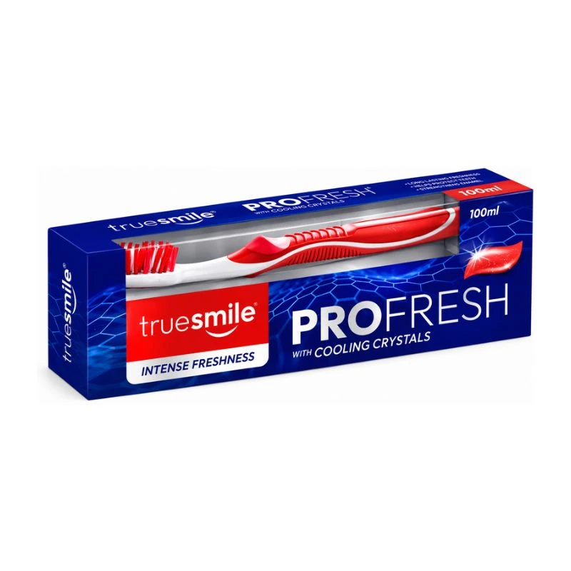 Паста за зъби TrueSmile PROfresh интензивна свежест с охлаждащи кристали + четка 100мл